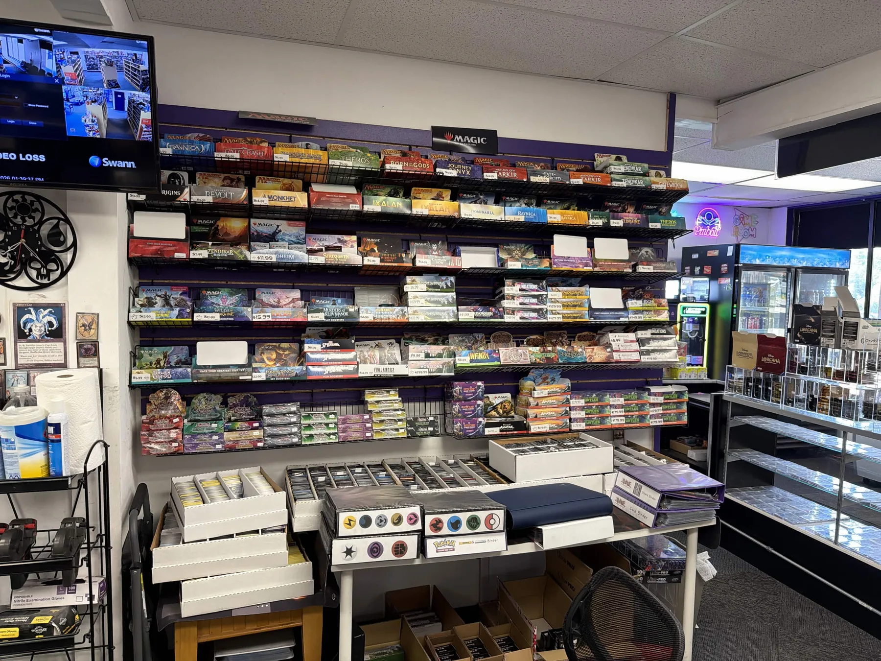 Boxes of trading-card singles, sorted and ready to browse